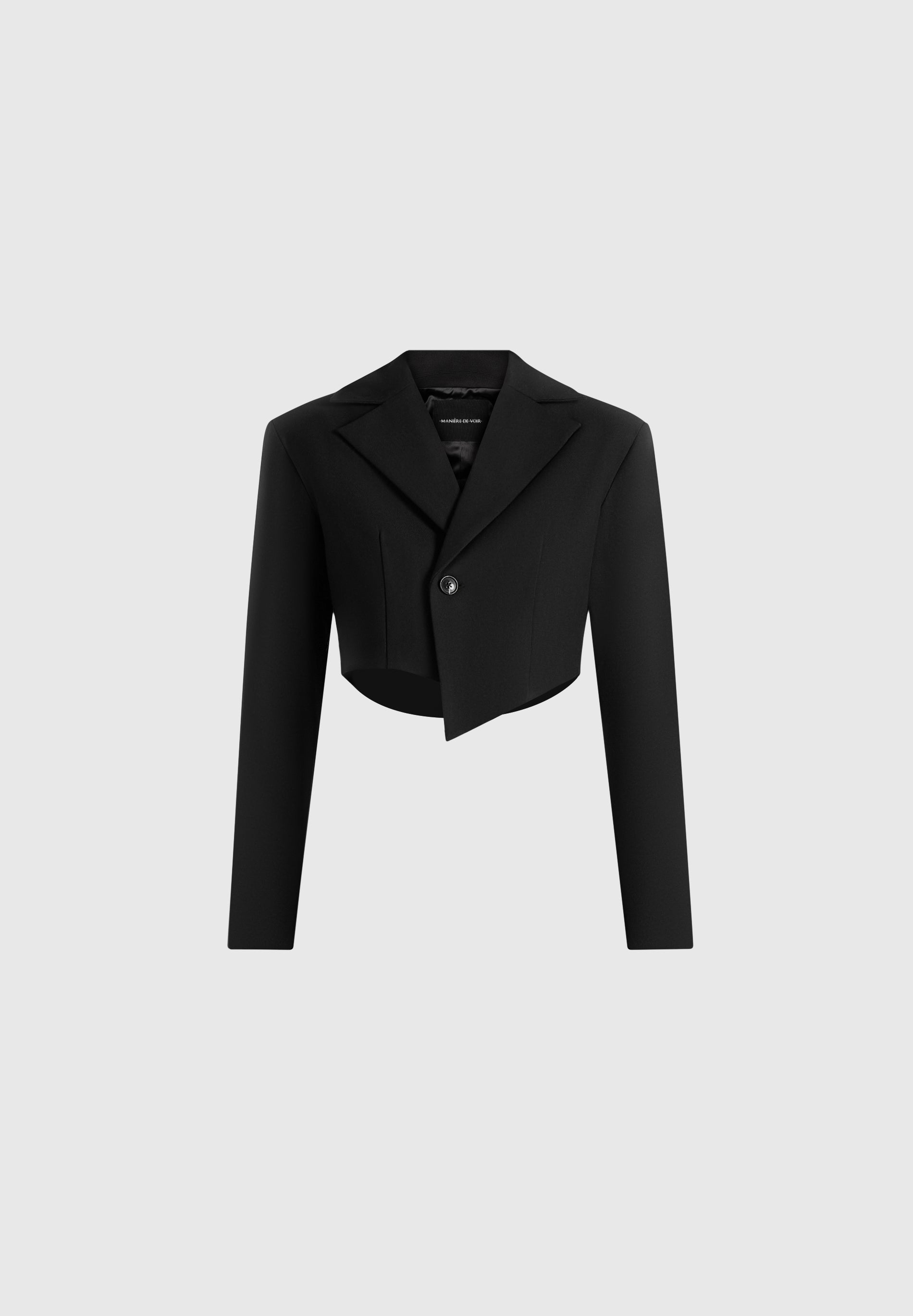 Dina - Asymmetric Cropped Blazer - Black