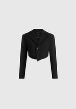 Dina - Asymmetric Cropped Blazer - Black
