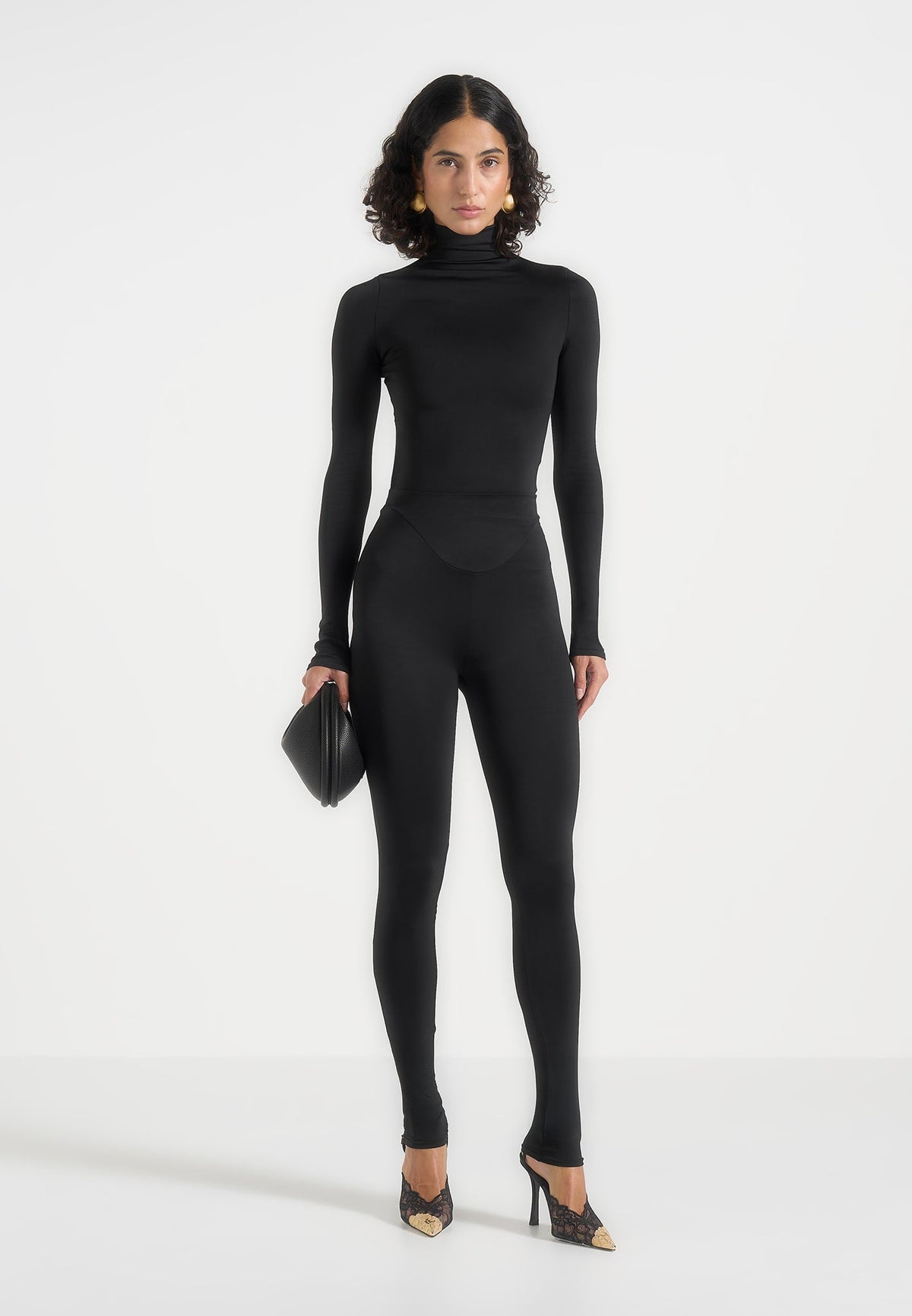 TP001 - Mock Neck Long Sleeve Top - Black