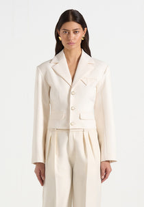 Prisca - Tailored Cropped Blazer - Cream