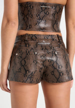 Samia - Python Mini Shorts - Brown