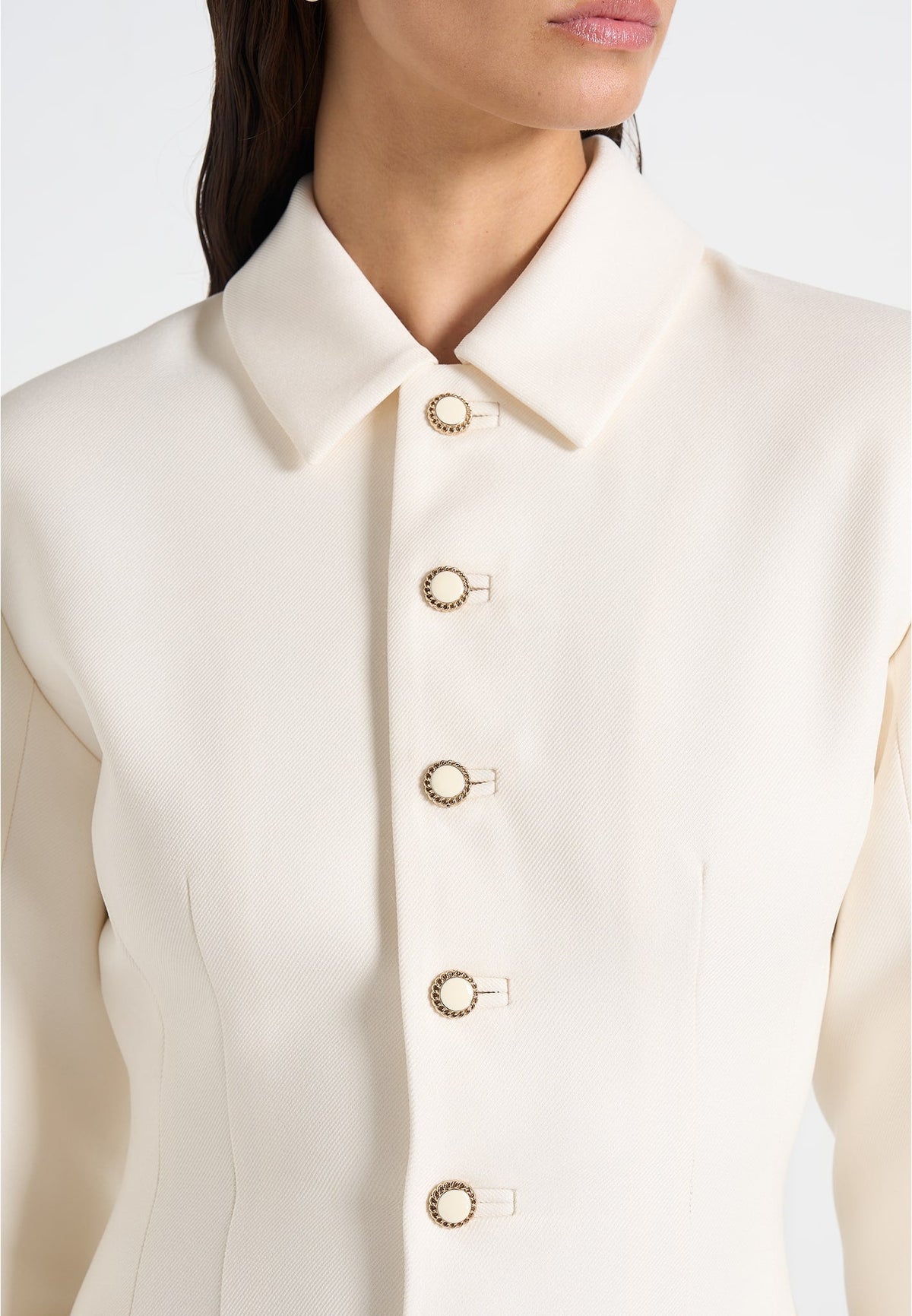 Amelie - Cinch Button Up Blazer Dress - Off White