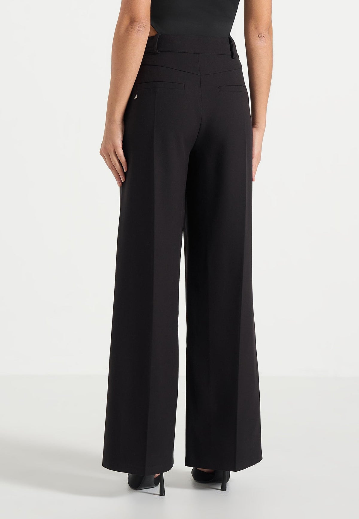 Beryl - Wrap Tailored Pants With Hardware Detail - Black