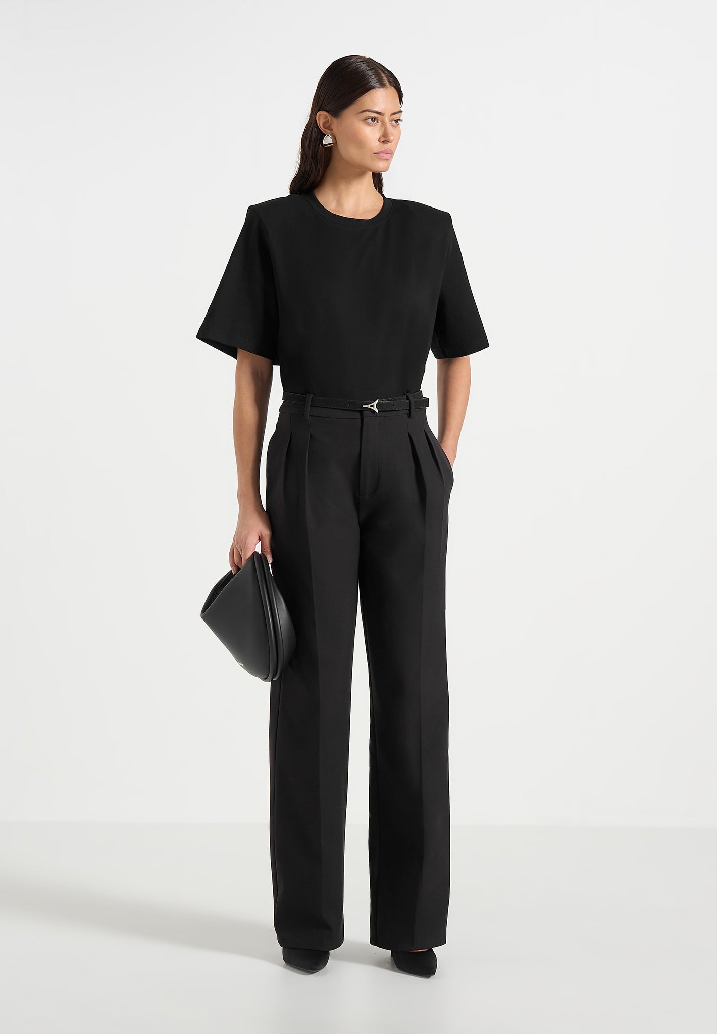 Julie - Tailored Twin Pleat Trousers - Black 