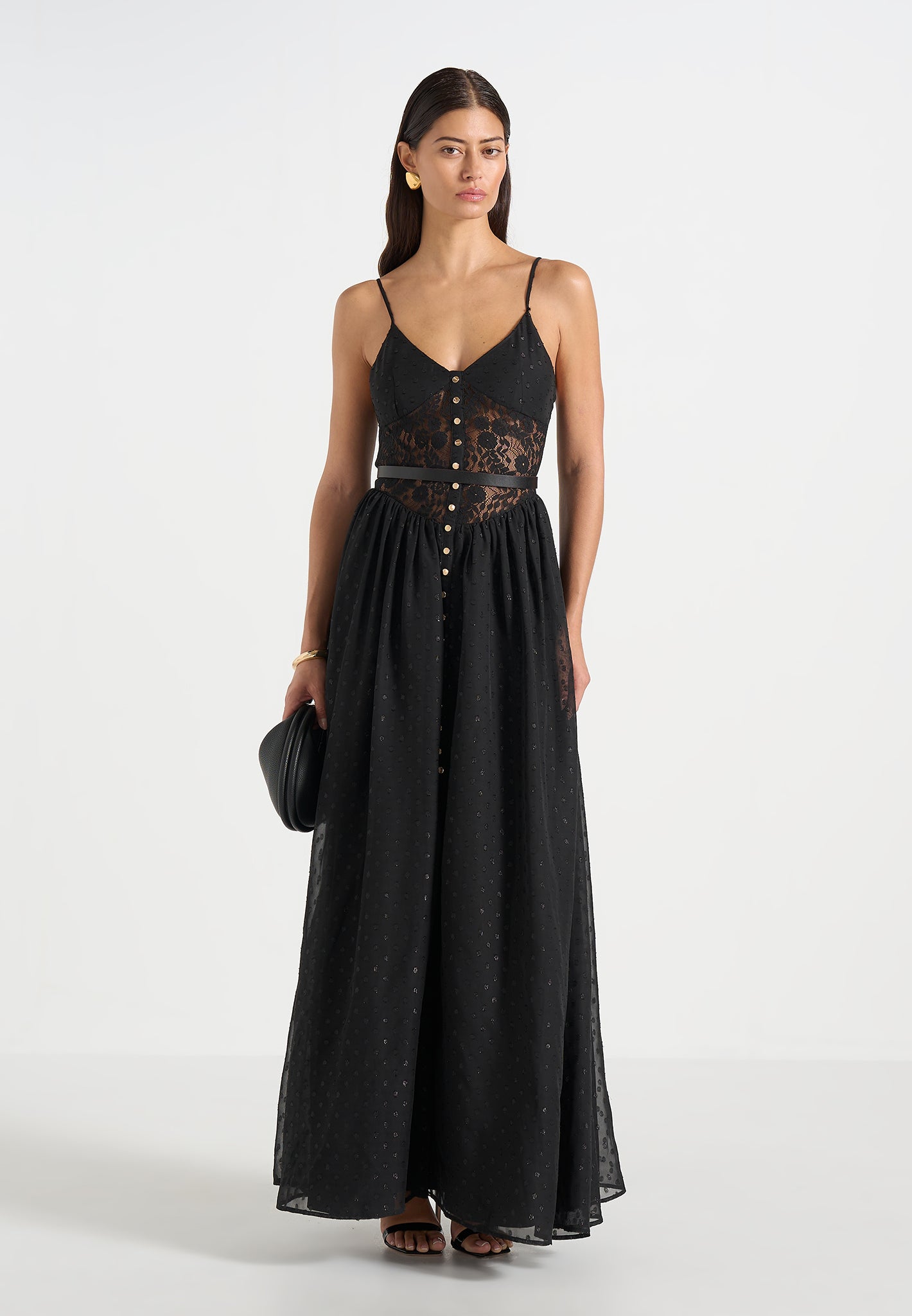 Rosie - Lace Corset Maxi Dress - Black | Manire De Voir B.V Rosie - Lace Corset Maxi Dress - Black | Manire De Voir B.V