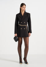 zara-double-breasted-blazer-dress-with-chain-black