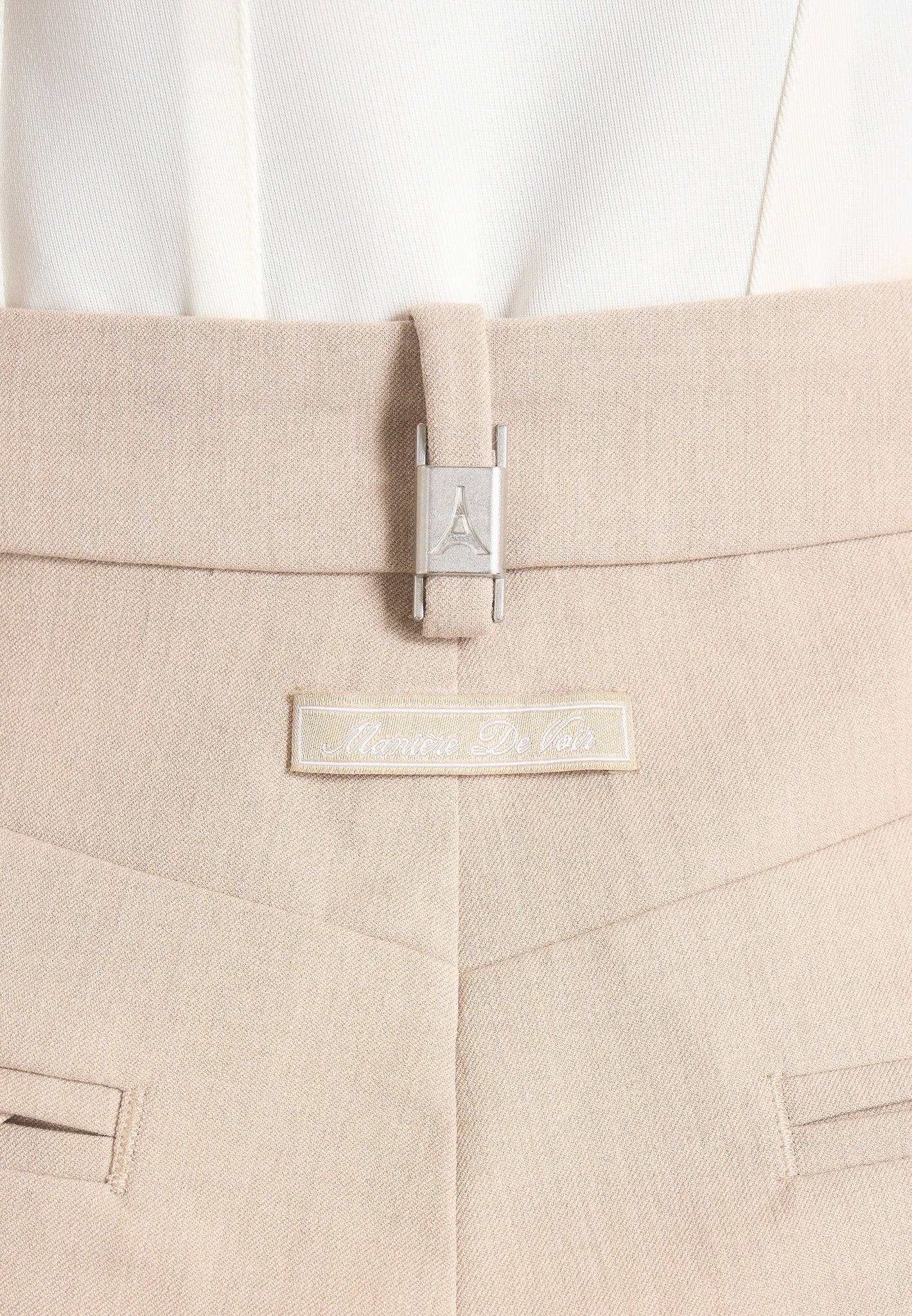 Lorette - Tailored Twin Pleat Shorts - Beige