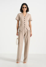 Yolanda - Tailored Peplum Waistcoat - Beige