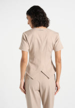 Yolanda - Tailored Peplum Waistcoat - Beige