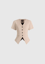 Yolanda - Tailored Peplum Waistcoat - Beige