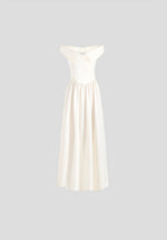 Sia - Off-Shoulder Satin Corset Maxi Dress - Ivory