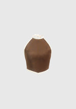 Malena - Contrast Velour Halter Top - Brown