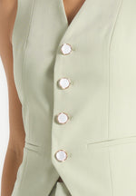 Christine - Tailored Cinched Waistcoat - Sage
