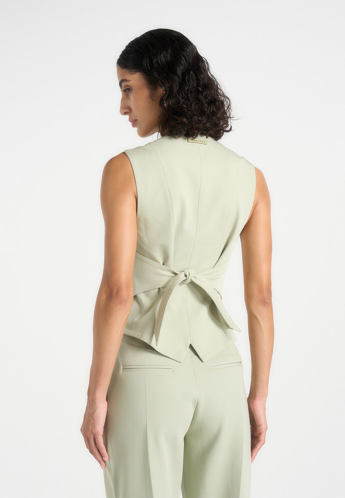Christine - Tailored Cinched Waistcoat - Sage