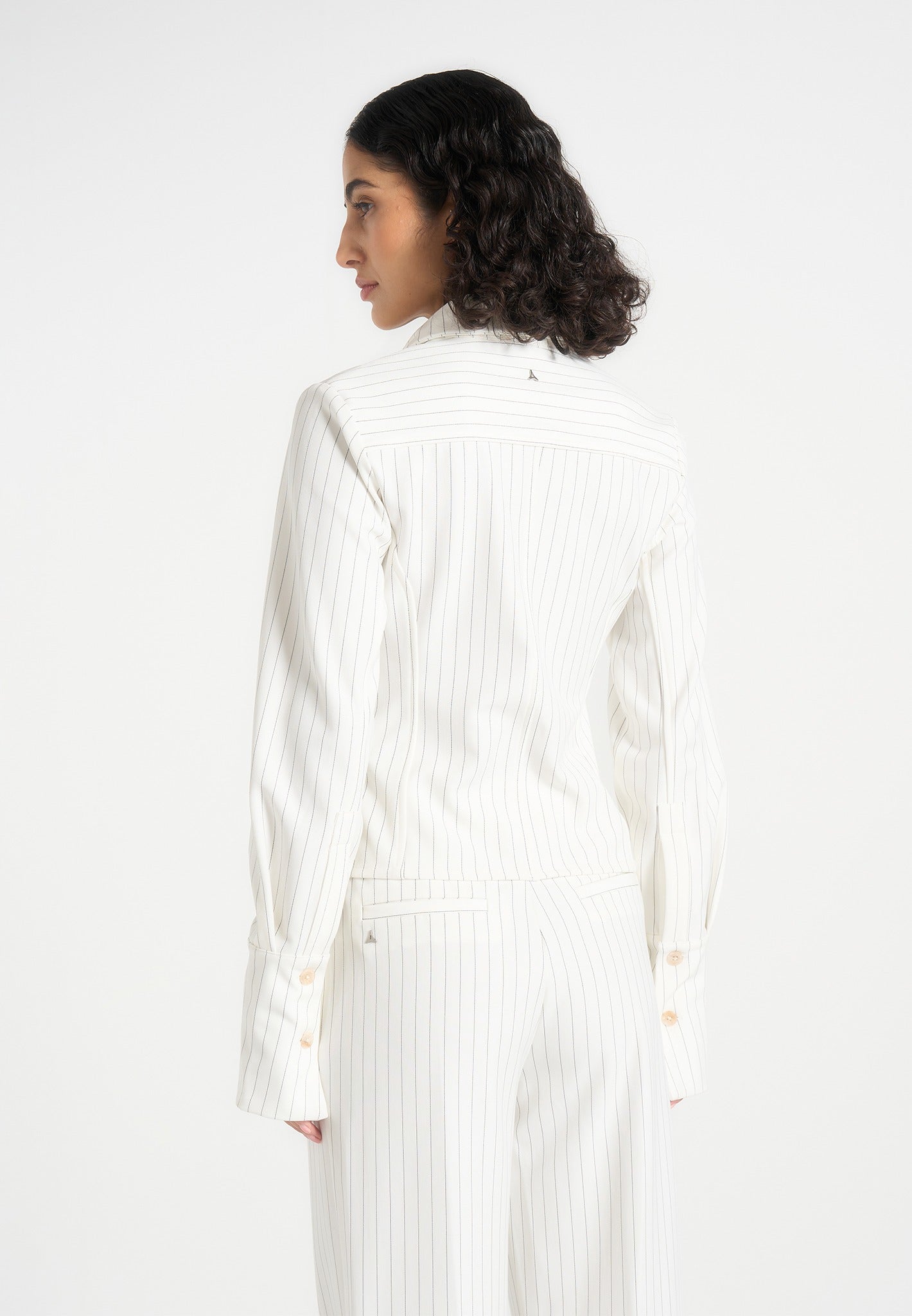 Sonia - Pinstripe Angled Shirt - White