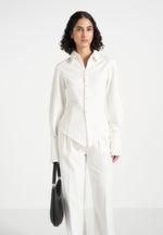 Sonia - Pinstripe Angled Shirt - White