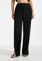 Lila - Pleated Wide-Leg Pants - Black