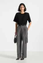textured-tailored-pleated-cargo-trousers-grey