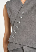 Laurence - Tailored Asym Wrap Waistcoat - Grey Marl