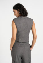 Laurence - Tailored Asym Wrap Waistcoat - Grey Marl