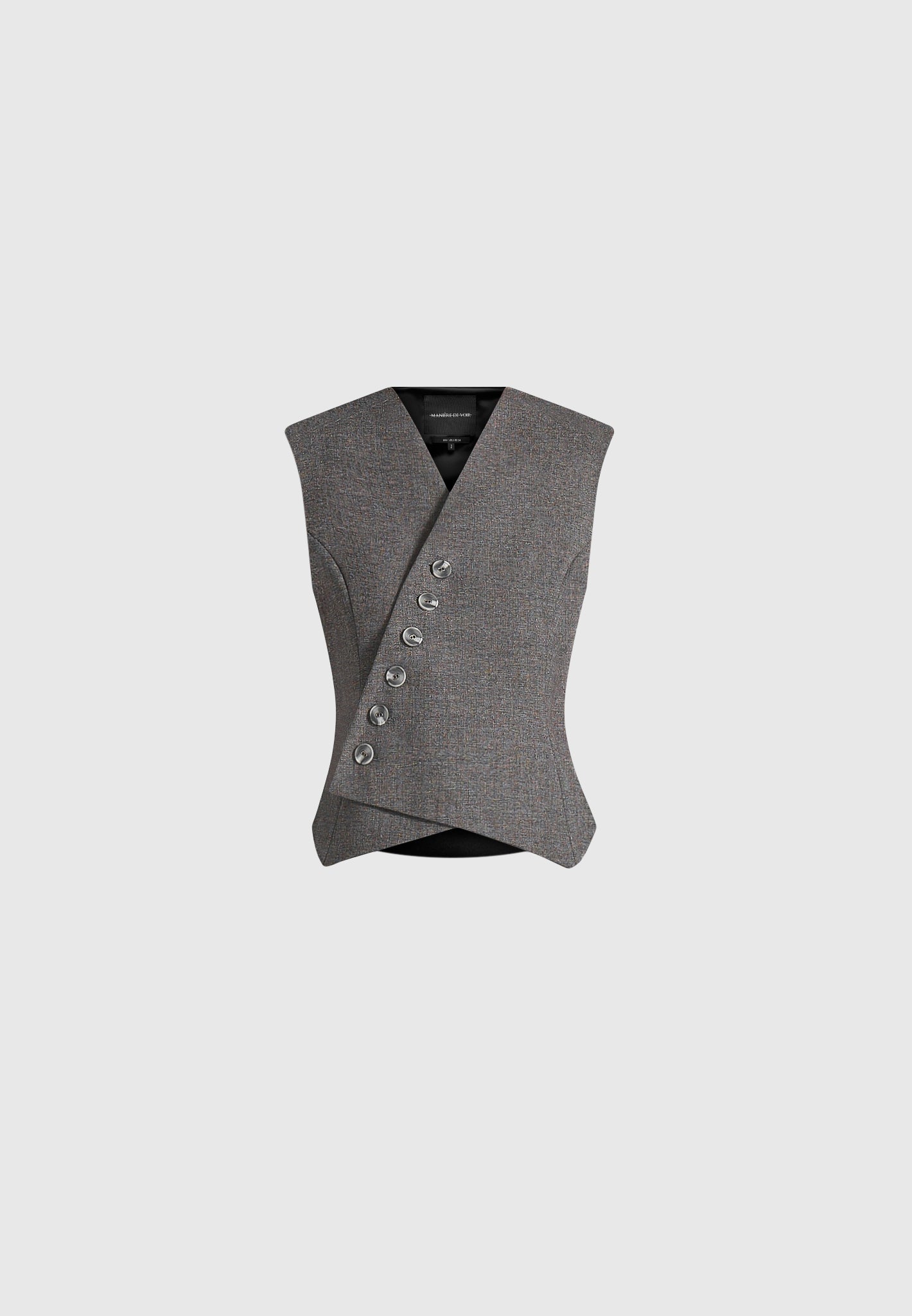 Laurence - Tailored Asym Wrap Waistcoat - Grey Marl