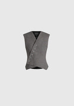 Laurence - Tailored Asym Wrap Waistcoat - Grey Marl