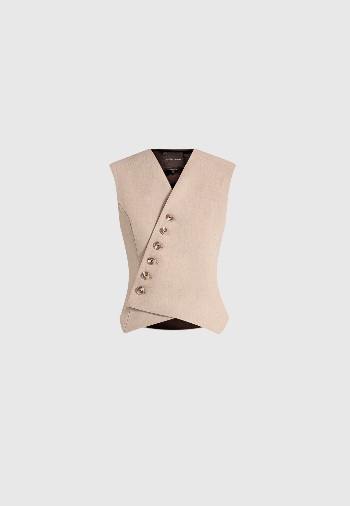 Laurence - Tailored Asym Wrap Waistcoat - Beige