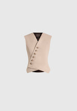 Laurence - Tailored Asym Wrap Waistcoat - Beige