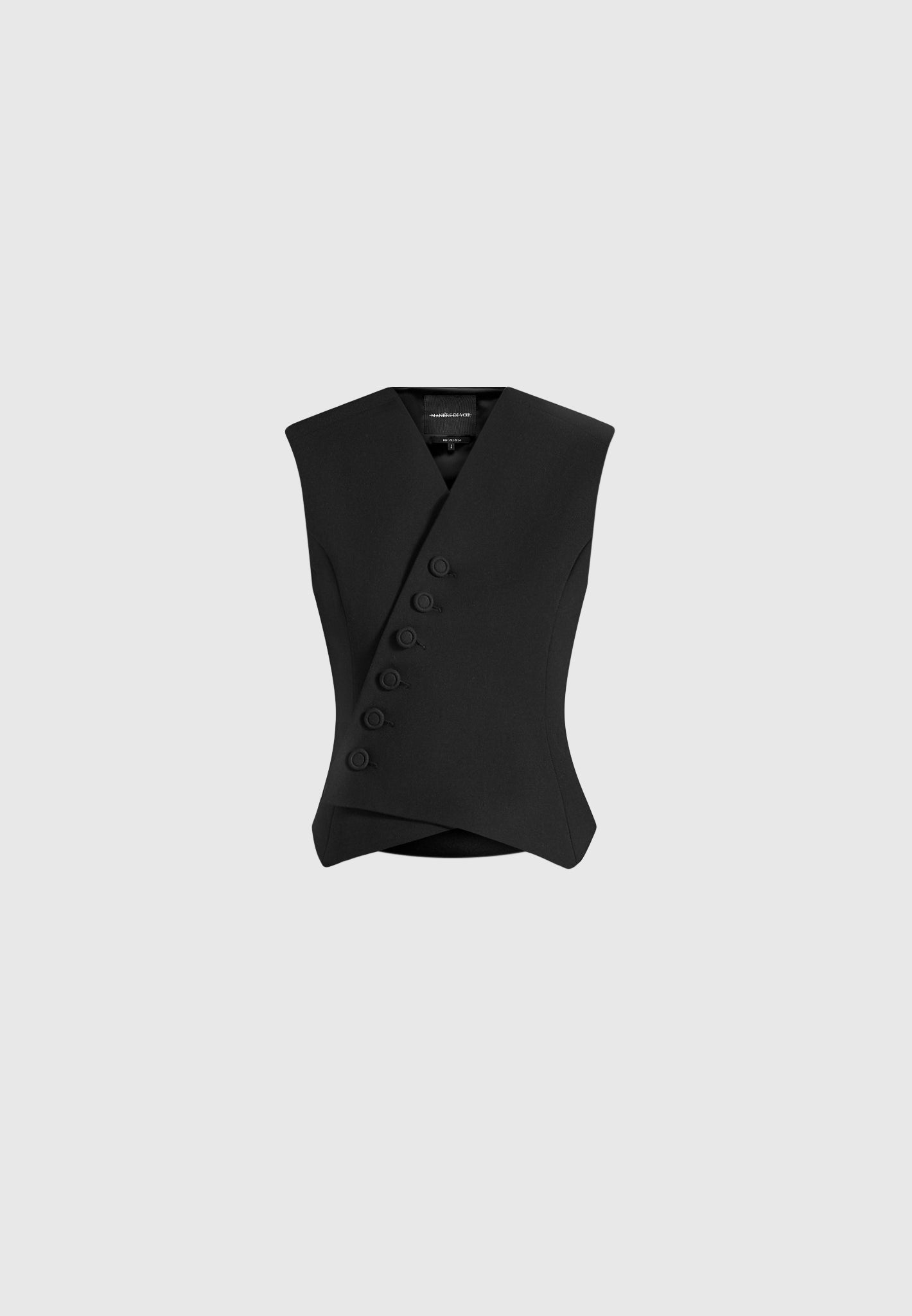 Laurence -  Tailored Asym Wrap Waistcoat - Black