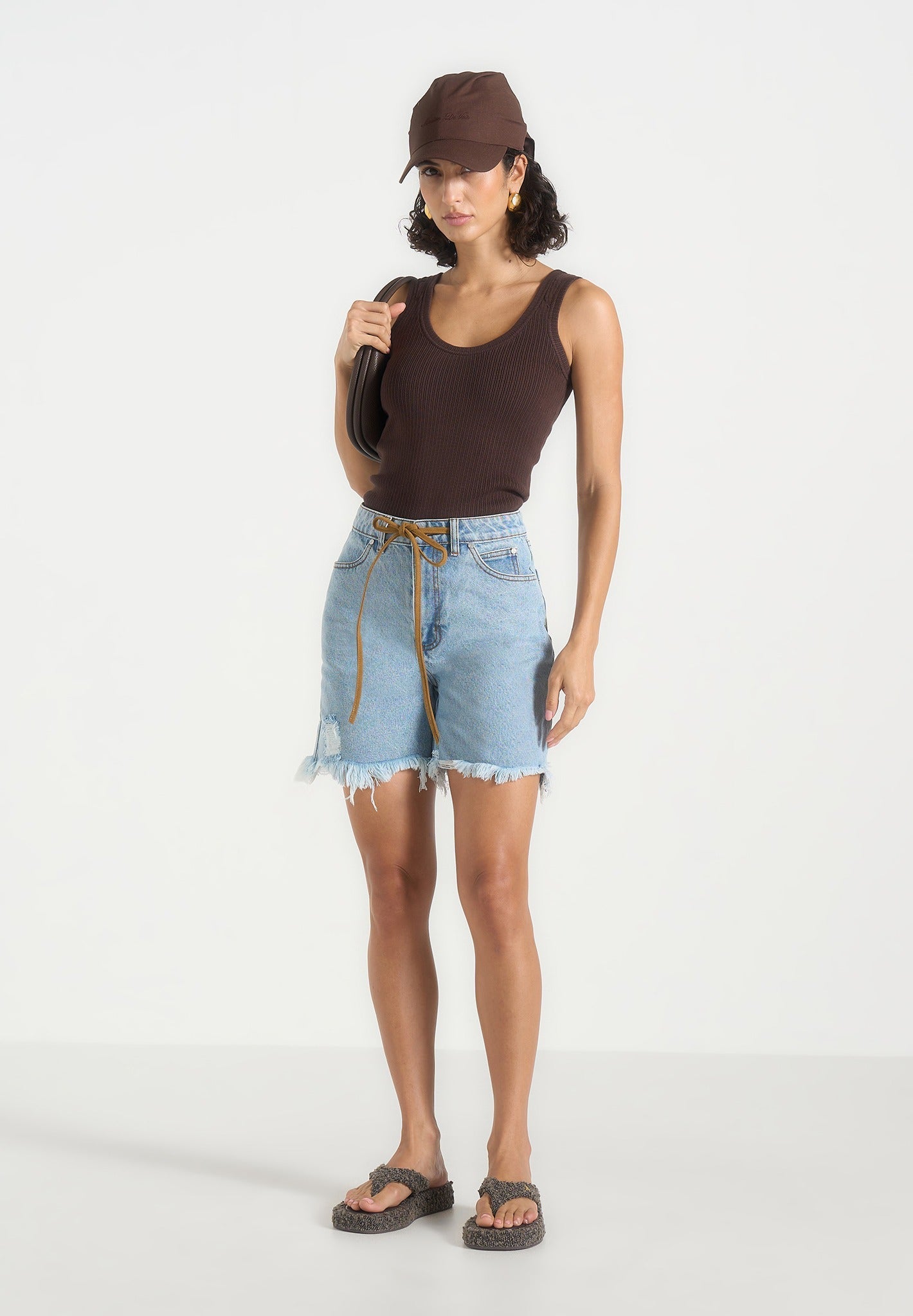 Arianne - Linen Bandana Cap - Brown