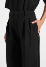 Julie - Tailored Twin Pleat Pants - Black