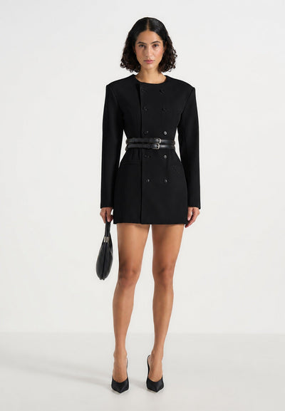 sierra-double-breasted-belted-blazer-dress-black