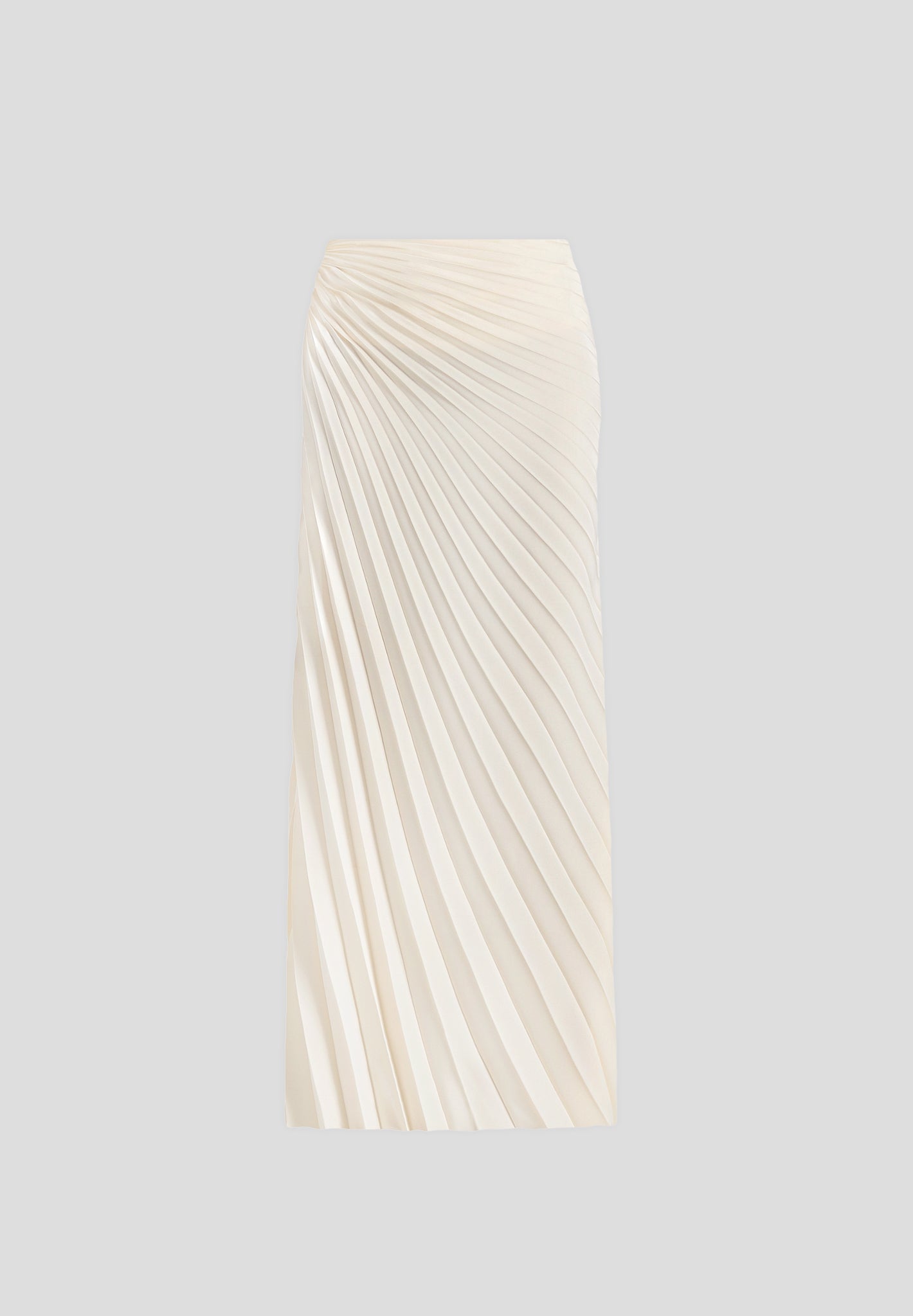 Fiona - Satin Fan Pleat Maxi Skirt - Ivory