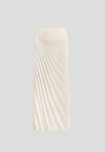 Fiona - Satin Fan Pleat Maxi Skirt - Ivory