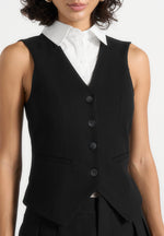 Irene - Collar Detail Cinched Waistcoat - Black/White