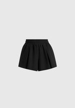 SH002 - Gathered Waist Cotton Shorts - Black