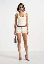 verity-contrast-waist-linen-mini-shorts-natural