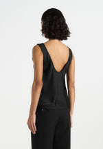 Mathilda - Satin Scoop Neck Open Back Vest - Black