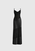 Naya - Asymmetric Lace Maxi Dress - Black