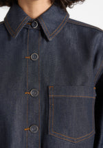 Maura - Boxy Cropped Roll-Sleeve Denim Shirt - Indigo