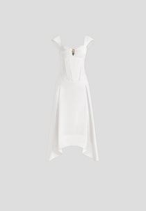 Faith - Cap Sleeve Corset Cotton Midi Dress  - White