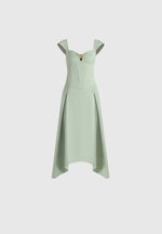 Faith - Cap Sleeve Corset Cotton Midi Dress - Sage