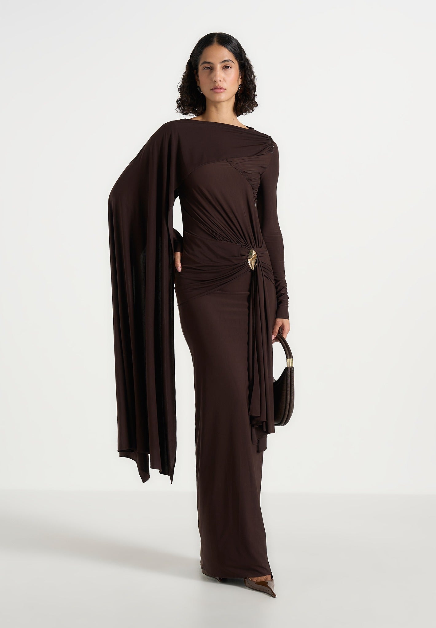 edena-asymmetric-ruched-draped-maxi-dress-brown 