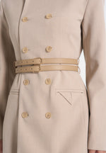 Sierra - Double Breasted Belted Blazer Dress - Taupe