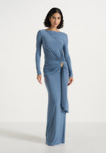 edena-asym-ruched-draped-maxi-dress-blue