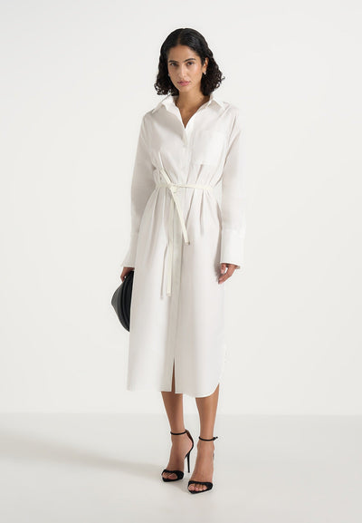 isa-belted-cotton-midi-shirt-dress-white