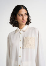 Mya - Crochet Detail Georgette Shirt - Off White