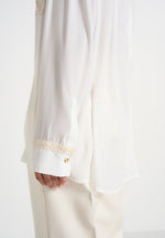 Mya - Crochet Detail Georgette Shirt - Off White
