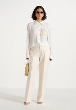 Mya - Crochet Detail Georgette Shirt - Off White