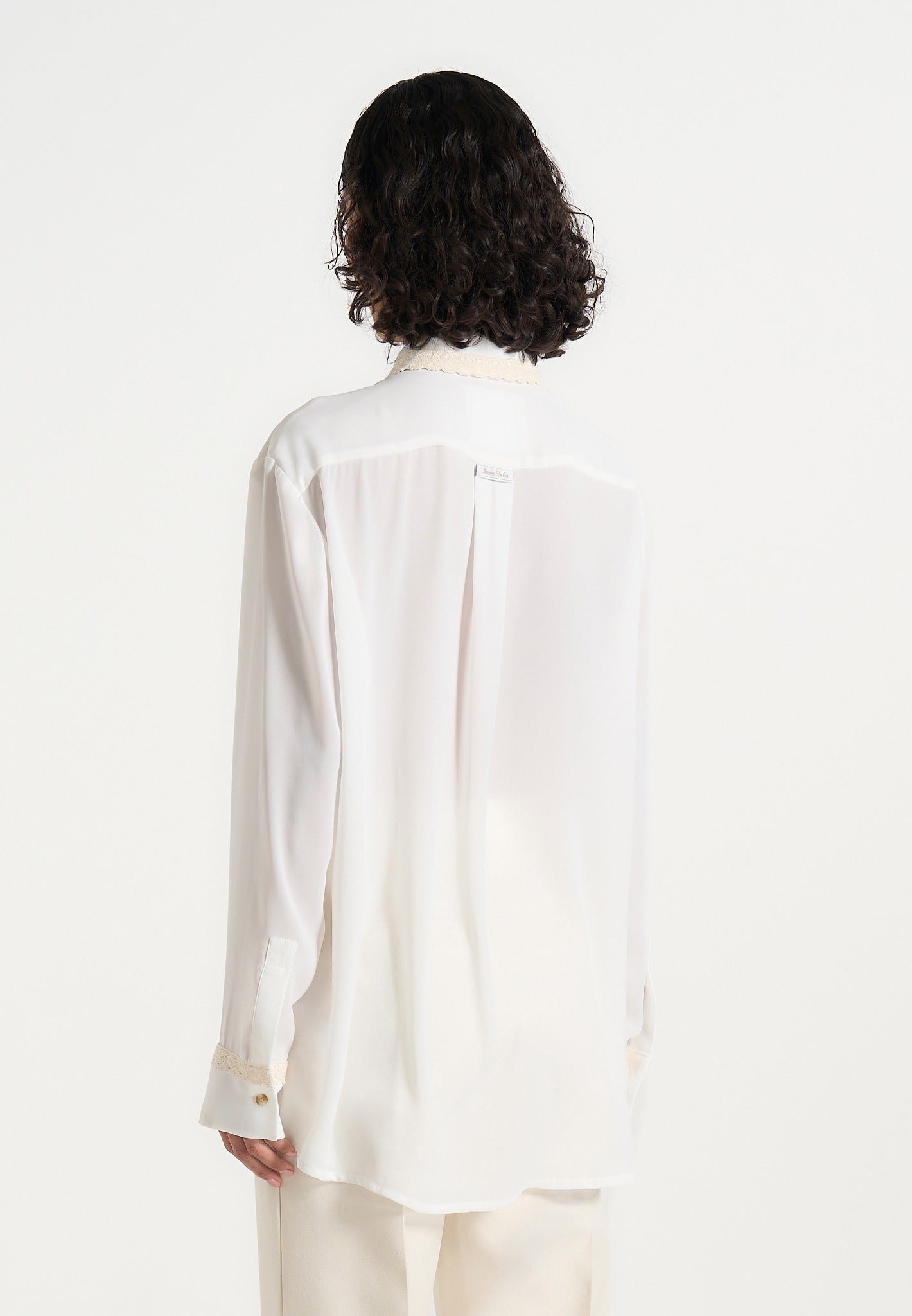 Mya - Crochet Detail Georgette Shirt - Off White